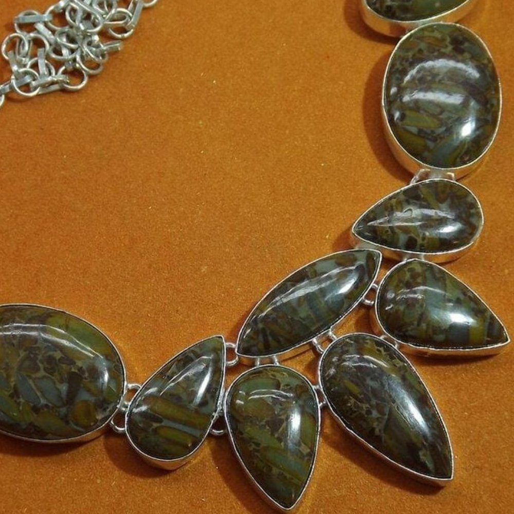 Semi-Precious Stone 925 Sterling Silver Necklace - Picture 2 of 4